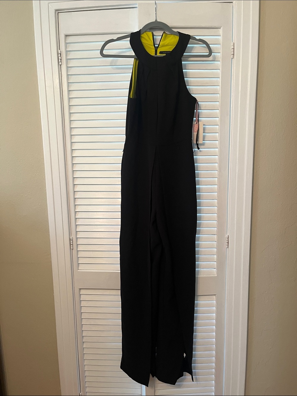 Alex Marie Black Jumpsuit with Neon Yellow Accent